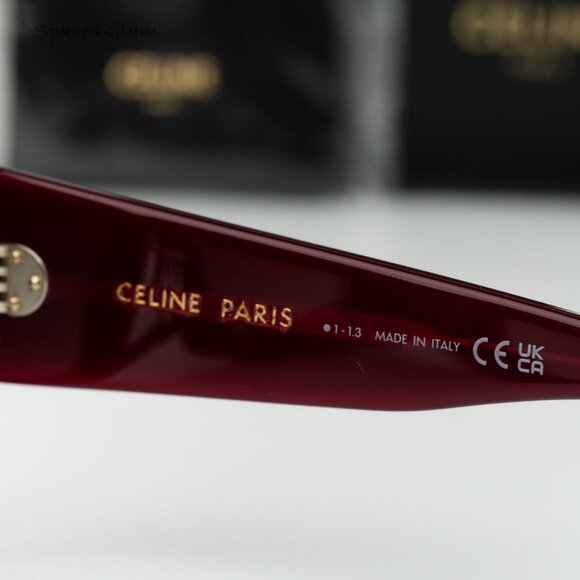 BRAND NEW Celine CL40263F 69B Shiny Bordeaux Gradient Smoke Geometric Sunglasses - Picture 7 of 8